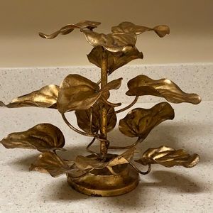 Italian Tile Gilt Leaf Display Centerpiece